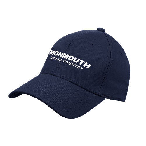  Navy Structured Adjustable Pro Style Hat - Monmouth Wordmark Cross Country
