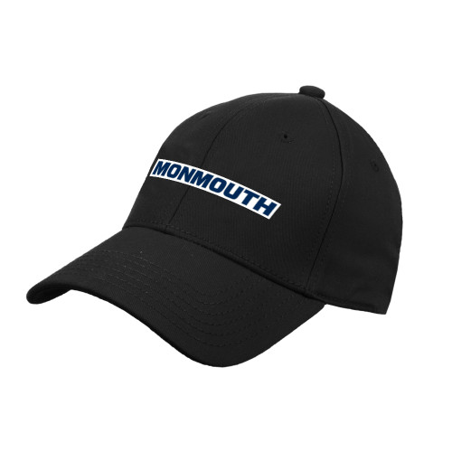  Black Structured Adjustable Pro Style Hat - Monmouth Wordmark Framed