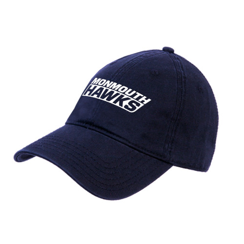  Navy Unstructured Adjustable Low Profile Hat - Monmouth Hawks Stacked