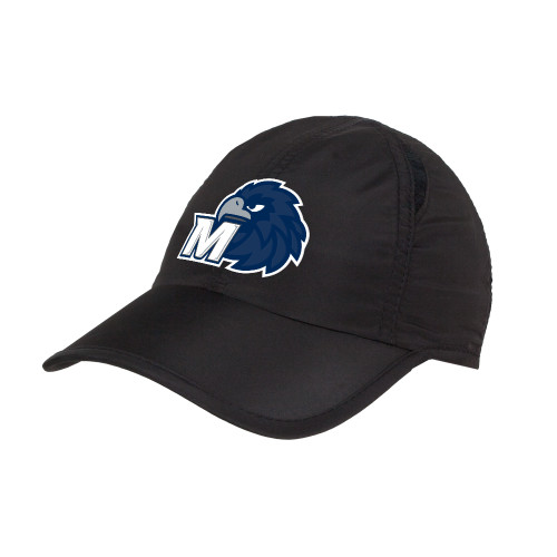  Womens Black Performance Cap - Monmouth M with Hawk Head