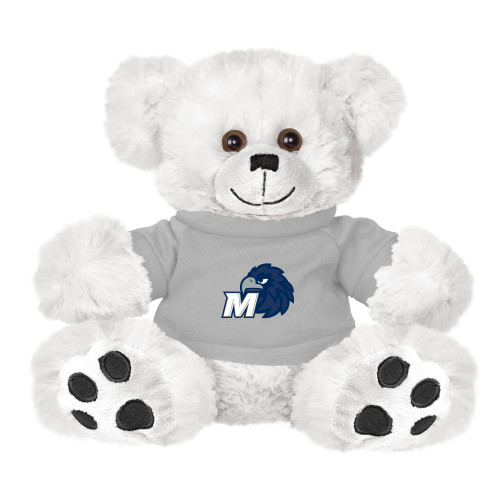  Plush Big Paw 8 1/2 inch White Bear w/Grey Shirt - Monmouth M with Hawk Head