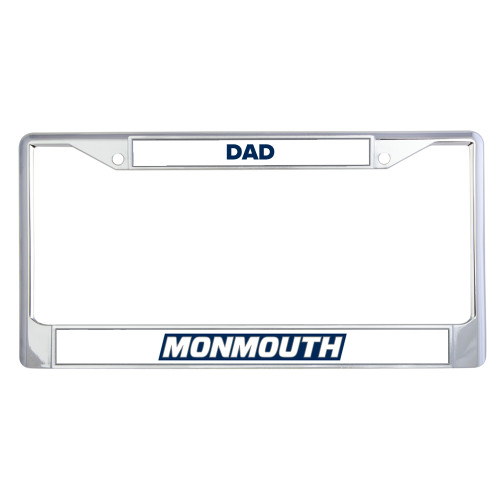  Dad Metal License Plate Frame in Chrome - Monmouth Wordmark Framed