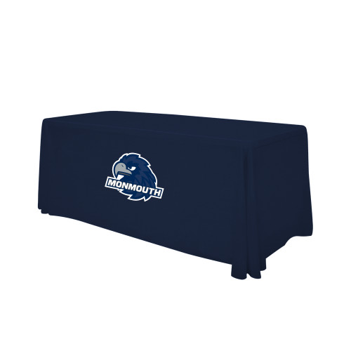  Navy 6 foot Table Throw - Monmouth Wordmark with Hawk Head