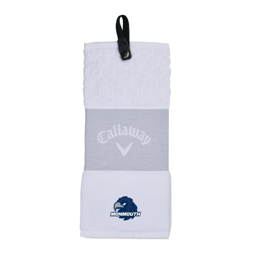  Callaway White Trifold Towel - Monmouth Wordmark with Hawk Head
