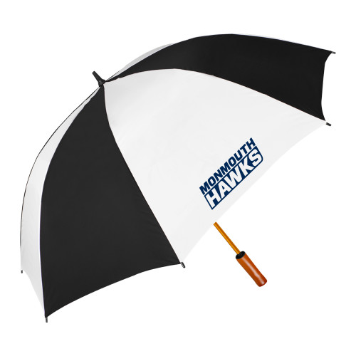  64 Inch Black/White Umbrella - Monmouth Hawks Stacked