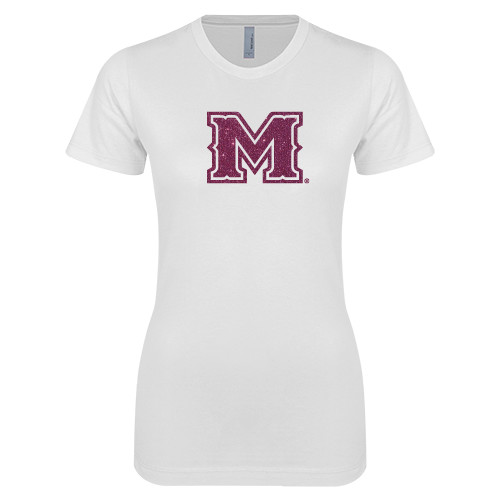  Next Level Womens White Boyfriend Tee - Primary Mark Glitter