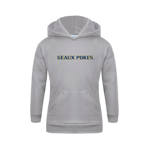  Youth Grey Fleece Hood - Geaux Pokes Flat