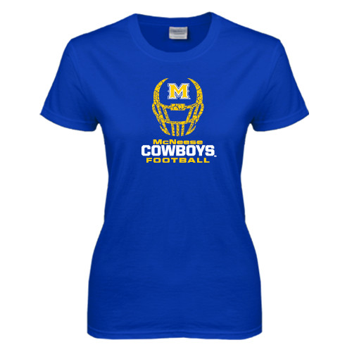  Womens Royal Short Sleeve Tee - Football Helmet Design