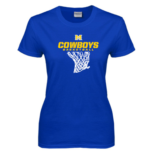  Womens Royal Short Sleeve Tee - Basketball Net Design