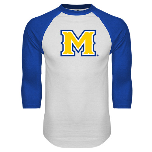  White/Royal Raglan Baseball T Shirt - M