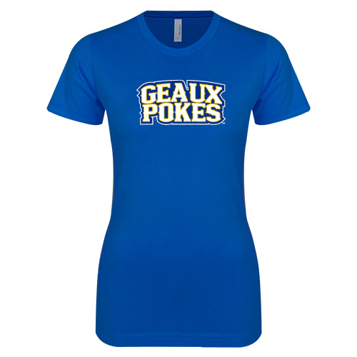  Next Level Womens Royal Boyfriend Tee - Geaux Pokes Stacked