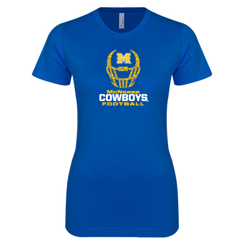  Next Level Womens Royal Boyfriend Tee - Football Helmet Design