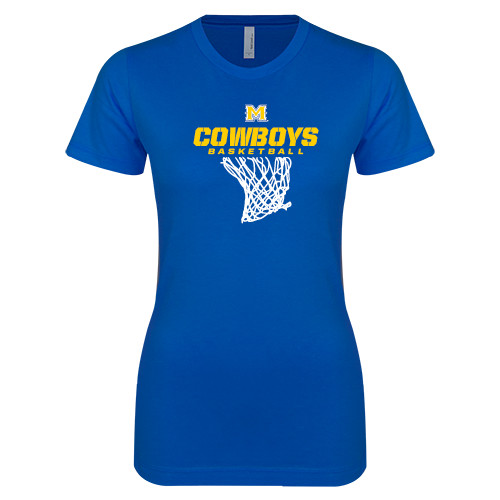  Next Level Womens Royal Boyfriend Tee - Basketball Net Design