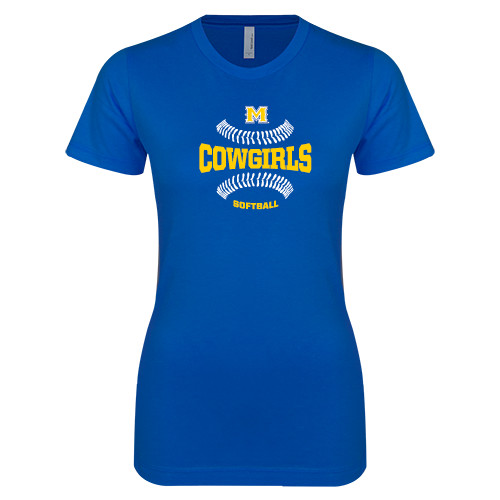  Next Level Womens Royal Boyfriend Tee - Softball Seams Design