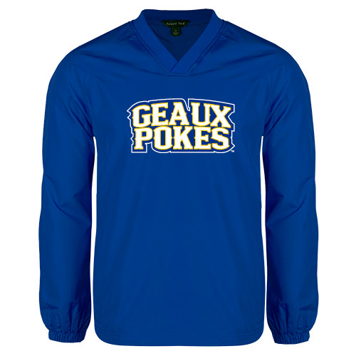  Royal V Neck Raglan Windshirt - Geaux Pokes Stacked