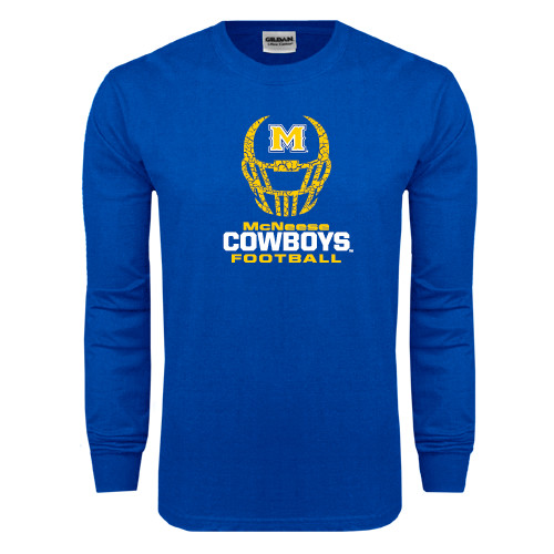  Royal Long Sleeve T Shirt - Football Helmet Design