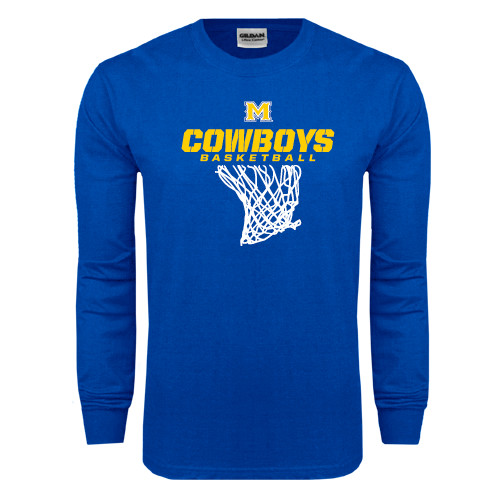  Royal Long Sleeve T Shirt - Basketball Net Design