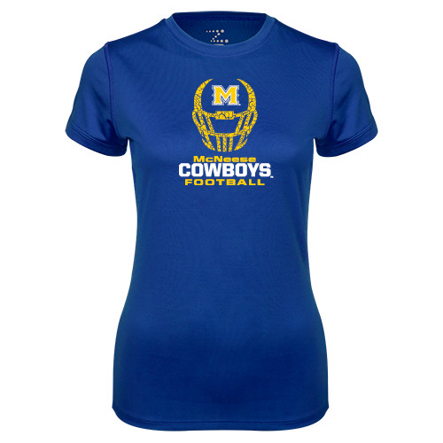  Womens Royal Performance Tee - Football Helmet Design