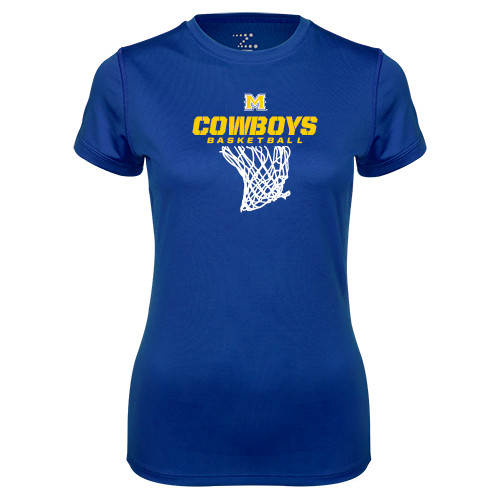  Womens Royal Performance Tee - Basketball Net Design