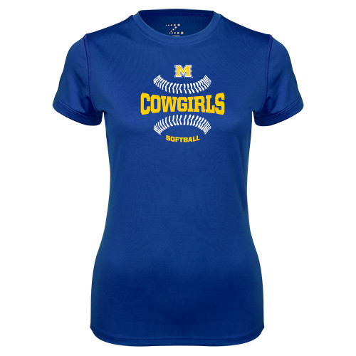 Womens Royal Performance Tee - Softball Seams Design