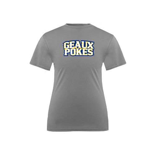  Youth Performance Grey Concrete Tee - Geaux Pokes Stacked