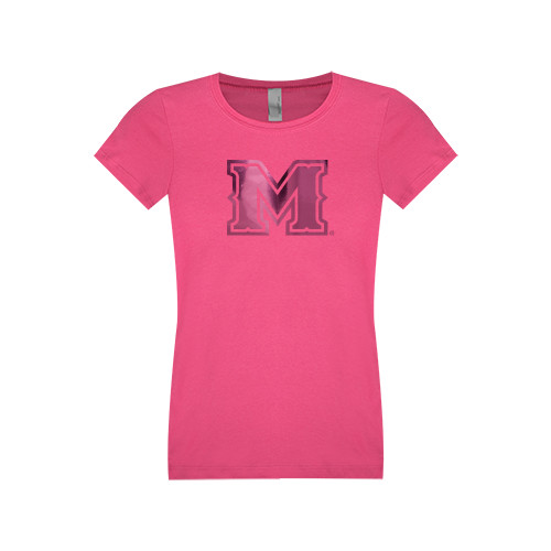  Next Level Girls Fuchsia Fashion Fit T Shirt - M Engraved