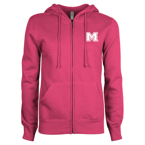  ENZA Womens Fuchsia Fleece Full Zip Hoodie - M