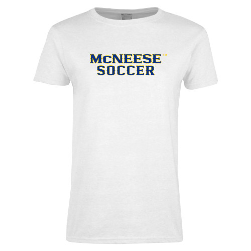  Womens White Short Sleeve Tee - Soccer