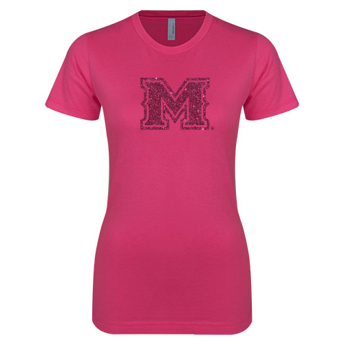  Next Level Womens Fuchsia Boyfriend Tee - Primary Mark Glitter