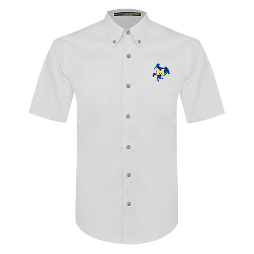  White Twill Button Down Short Sleeve - Primary Mark