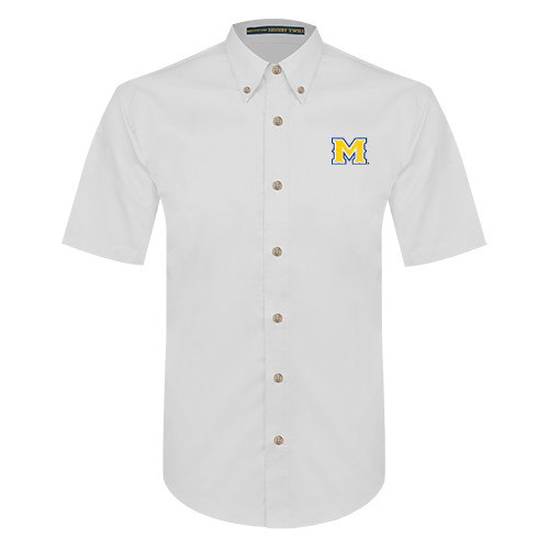  White Twill Button Down Short Sleeve - M