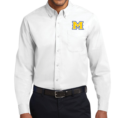  White Twill Button Down Long Sleeve - M