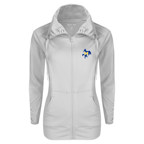  Womens White Sport Wick Stretch Full Zip Jacket - Primary Mark