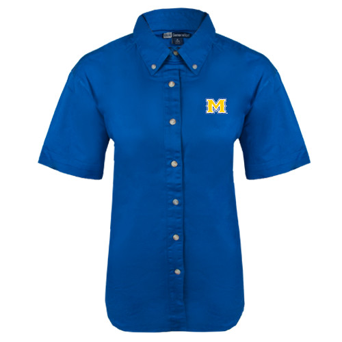  Womens Royal Twill Button Up Short Sleeve  - M