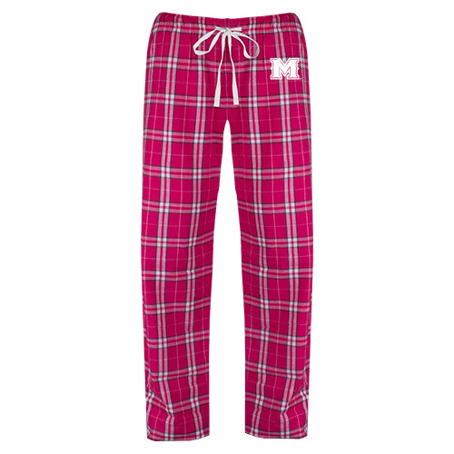  Womens Dark Fuchsia/White Flannel Pajama Pant - M