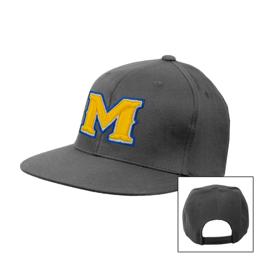  Charcoal Flat Bill Snapback Hat - M