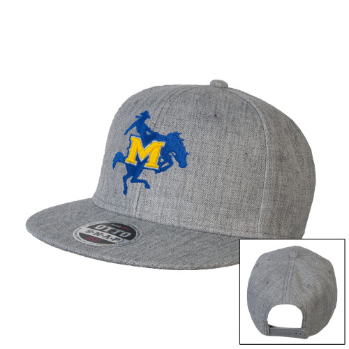 Heather Grey Wool Blend Flat Bill Snapback Hat - Primary Mark