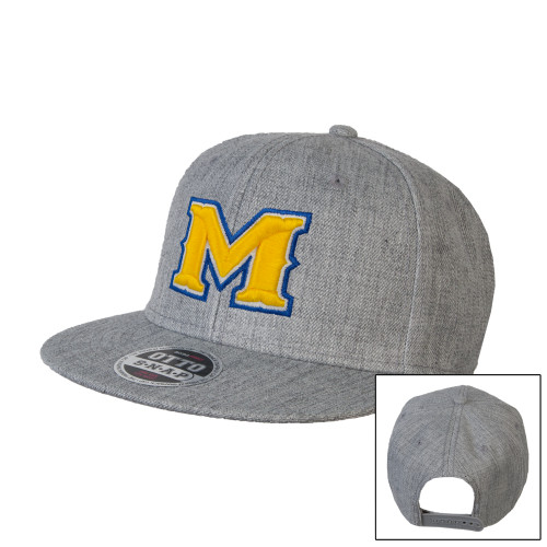  Heather Grey Wool Blend Flat Bill Snapback Hat - M