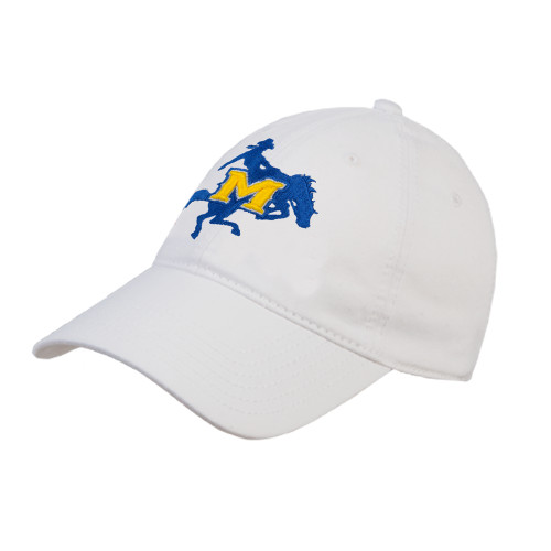  White Unstructured Adjustable Low Profile Hat - Primary Mark