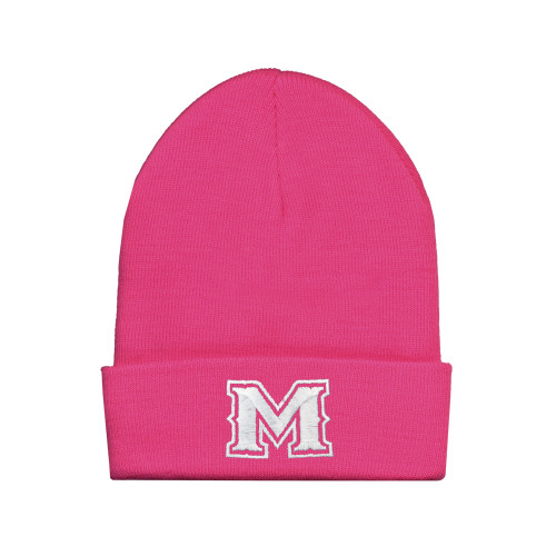  Fleece Lined Neon Pink Knit Beanie - M