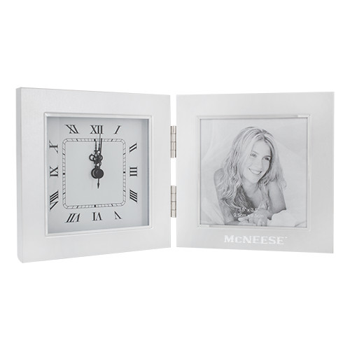  Silver Two Tone Photo Frame w/Clock - McNeese Engraved
