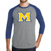 Thumbnail image for  Grey/Royal Heather Triblend Baseball Raglan Tee