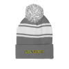 Thumbnail image for  Grey/White Two Tone Knit Pom Beanie w/Cuff
