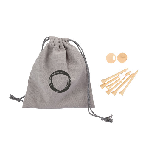  Bamboo Golf Tee Set w/ Grey Recycled Pouch - Minerva University Symbol