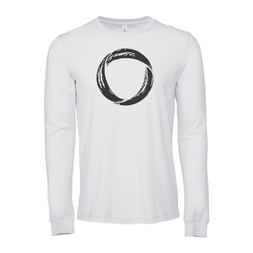  Bella + Canvas White Jersey Cotton Long Sleeve T Shirt - Minerva University Symbol