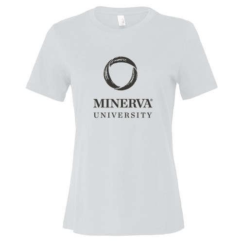  Bella + Canvas Womens White Relaxed Cotton T Shirt - Minerva University Primary Mark