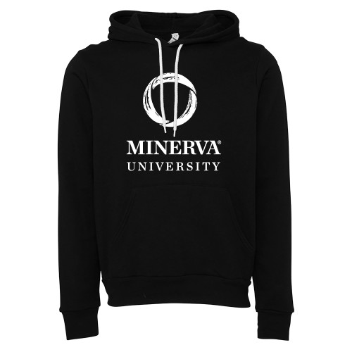  Bella + Canvas Black Fleece Hood - Minerva University Primary Mark
