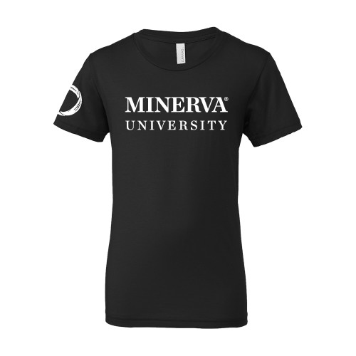  Bella + Canvas Youth Black Jersey T Shirt - Minerva University Wordmark