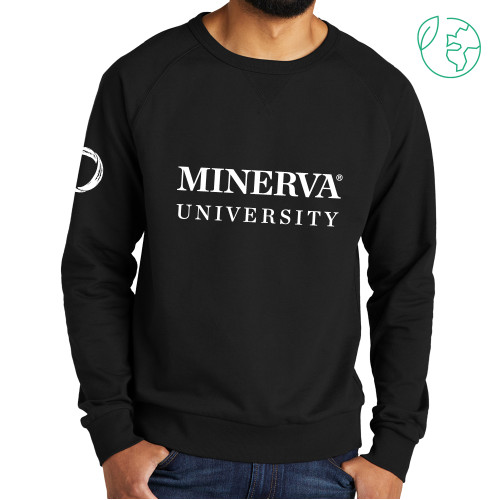 Allmade Black Organic French Terry Crewneck Sweatshirt - Minerva University Wordmark