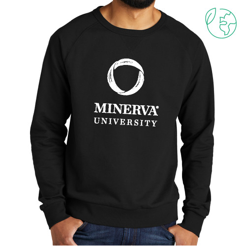Allmade Black Organic French Terry Crewneck Sweatshirt - Minerva University Primary Mark